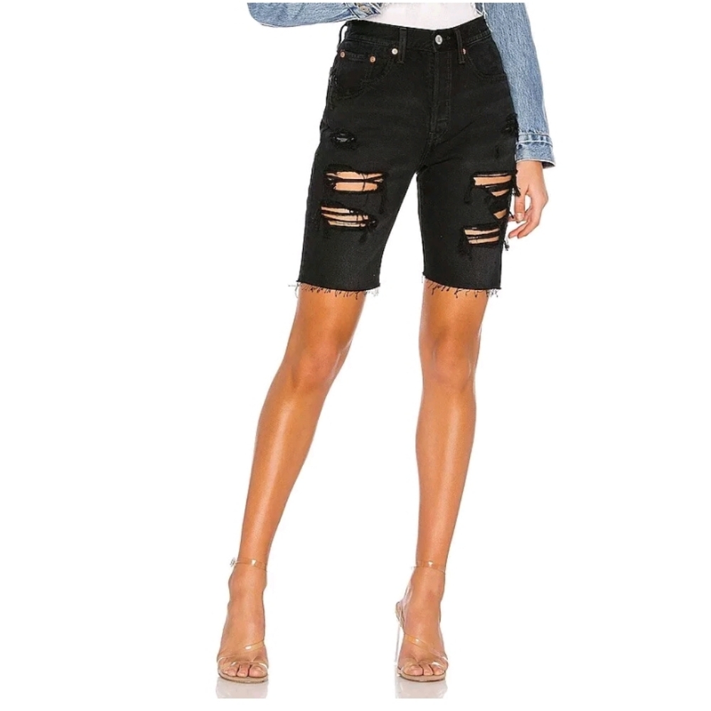Levi's 501 Distressed Black Jean Short Size 25